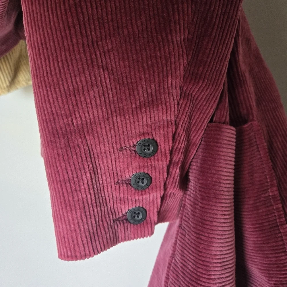 RVCA Women's Burgundy Corduroy Two-Button Blazer Size S/8 Academia Preppy